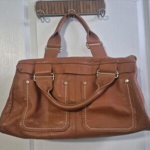 Source Unknown Tan Leather Tote Bag